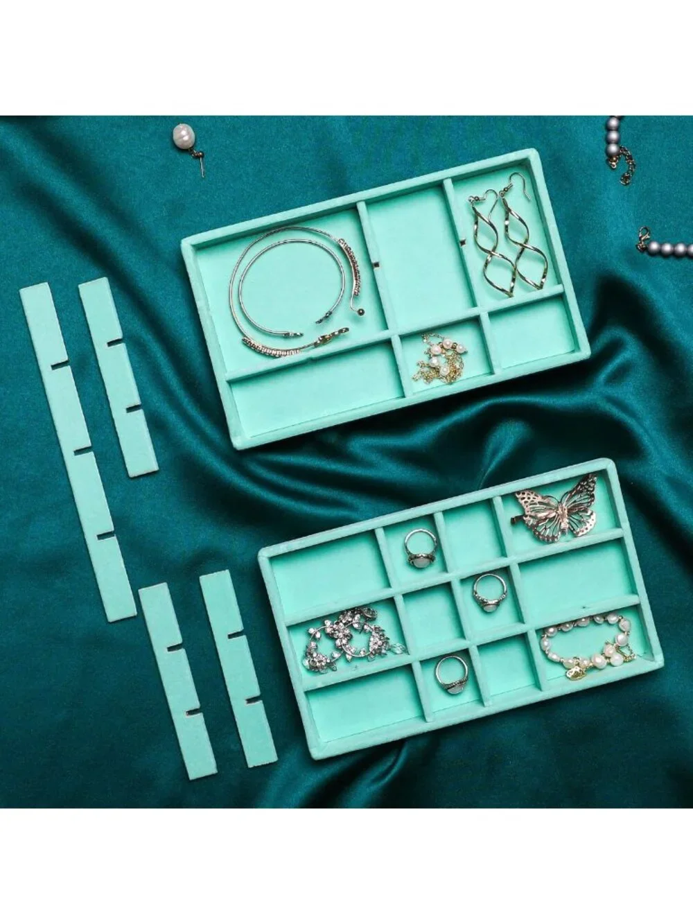 Jewelry Organizer Set of 9 - Stylish Drawer Trays for Storage & Display